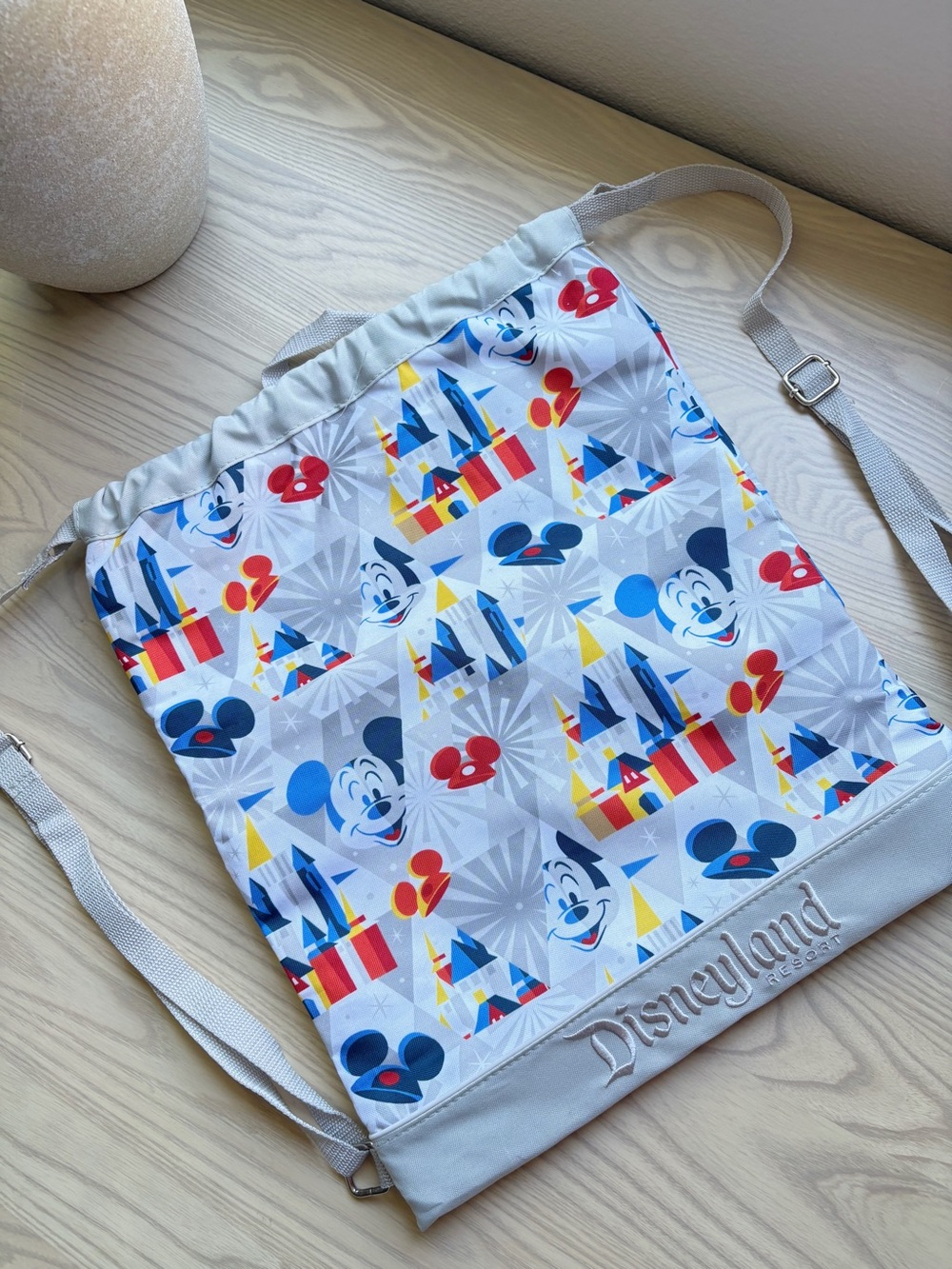 Disney Kids Drawstring Backpack in White with Character Print